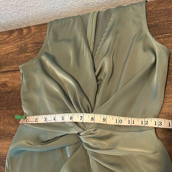 PRETTYGARDEN Satin Ruched Bodycon
Dress Twist Front V Neck Sleeveless Split Maxi - Picture 14 of 15